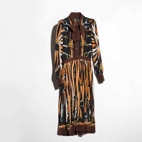 Printed silk chemisier dress