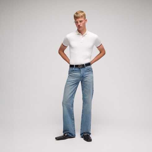 Silk jersey polo shirt with Web