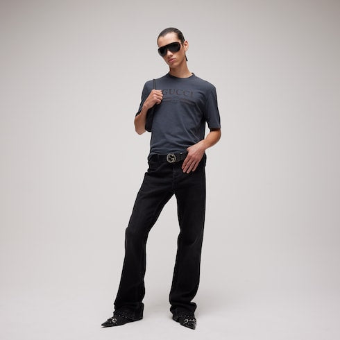 Cotton jersey T-shirt with devoré detail