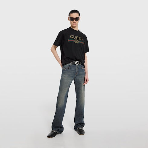 Silk blend jersey T-shirt with print
