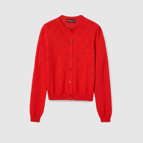 GG pointelle cotton silk cardigan