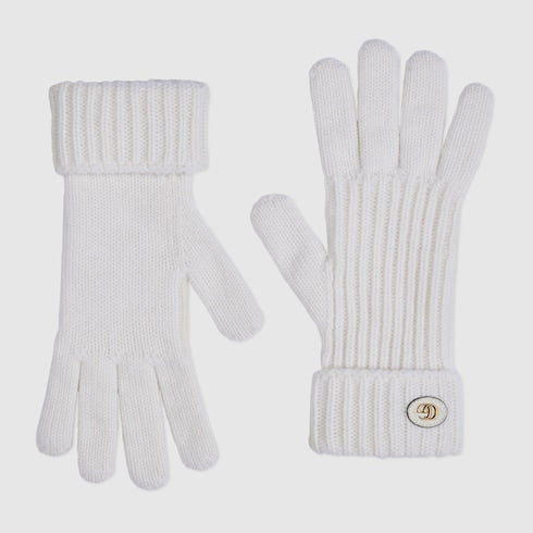Wool cashmere gloves with Double G