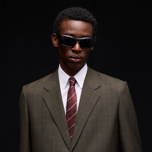 Striped Double G silk jacquard tie