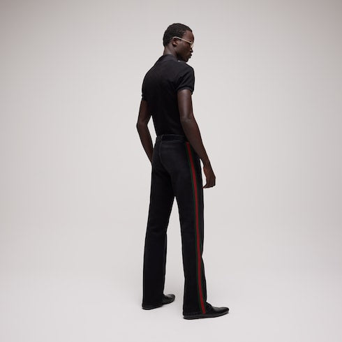 Cotton denim pants with Web