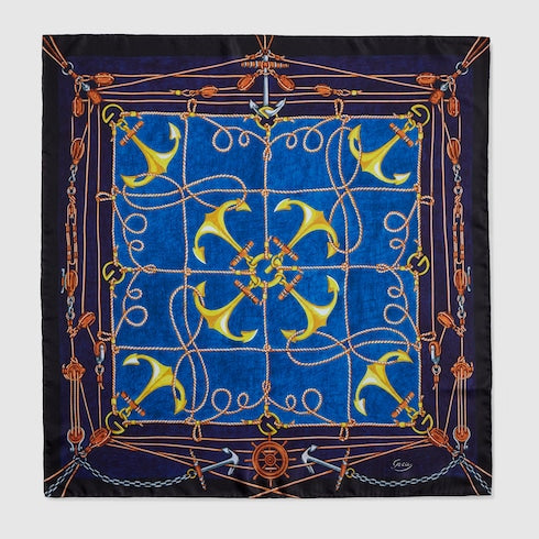 "Lungomare" printed silk carré
