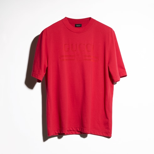 Cotton jersey T-shirt with devoré detail