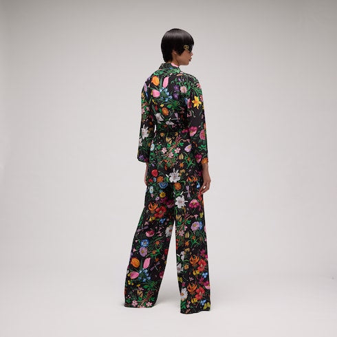 Printed silk leisure pants