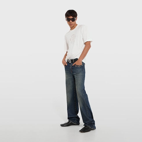 Cotton jersey T-shirt with devoré detail