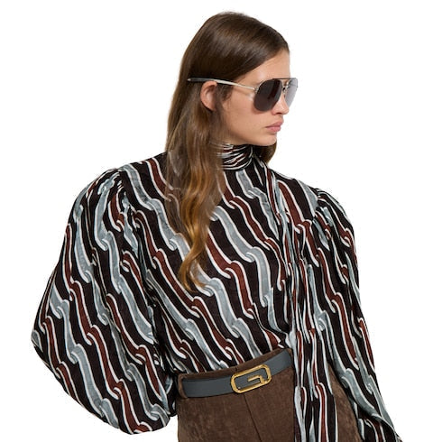 Printed silk twill shirt