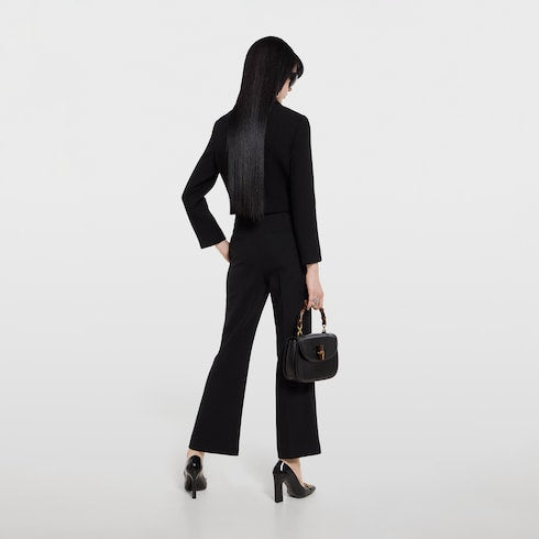 Crêpe wool jacket with Double G button