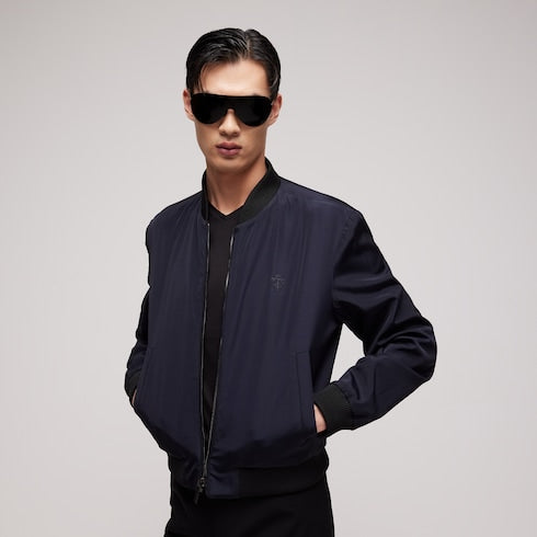 Reversible light silk faille zip jacket