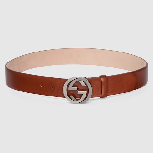 Wide belt with Interlocking G buckle