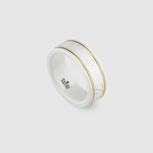 18k Yellow Gold And White Icon Ring