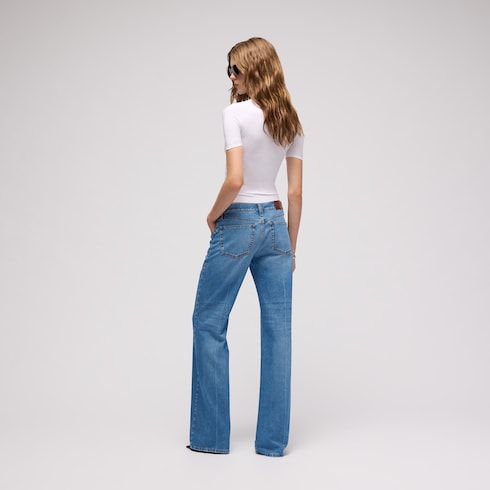 Bootcut cotton denim pants with Horsebit