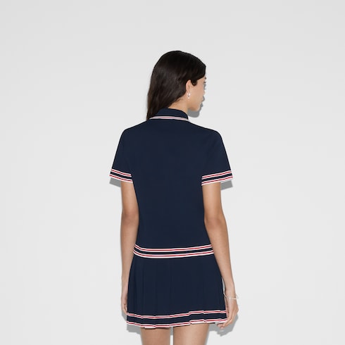 Polo top with striped trim