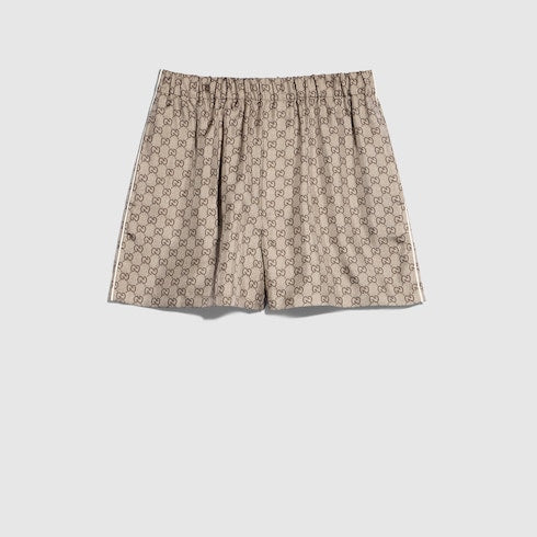 Printed silk twill shorts