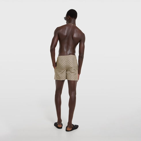 Printed polyester poplin swim shorts