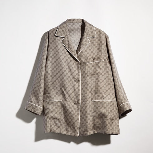 Printed silk twill shirt