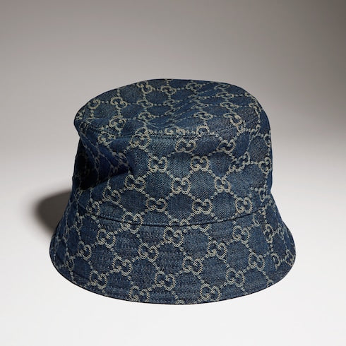 GG cotton denim bucket hat