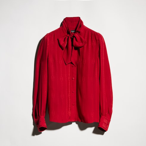 Interlocking G chain silk jacquard shirt