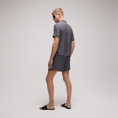 GG silk jacquard bowling shirt