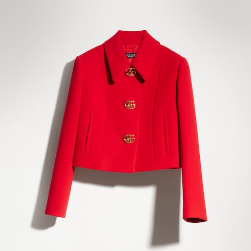 Crêpe wool jacket with Double G button