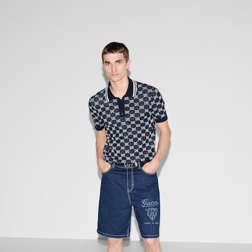 GG cotton knit jacquard polo shirt