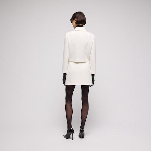 Crêpe wool skirt with Double G button