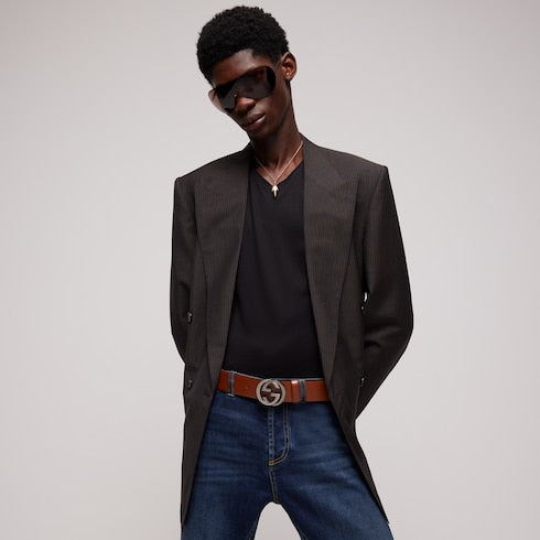 Wide belt with Interlocking G buckle