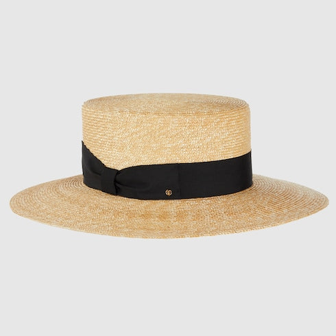 Straw hat with grosgrain detail