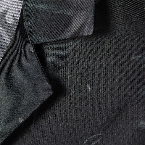 Printed silk twill bowling shirt