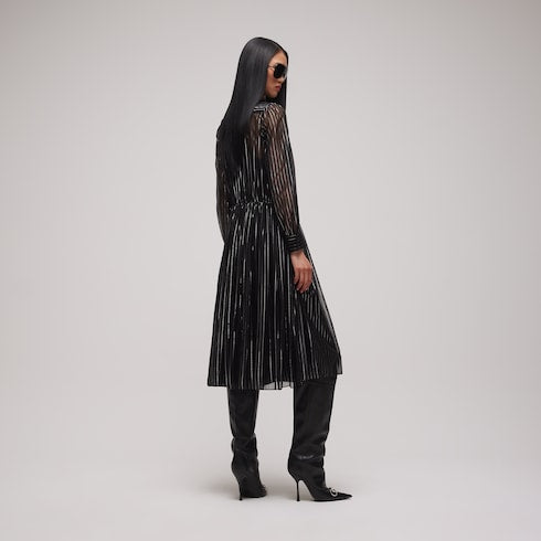 Pinstripe silk organza chemisier dress