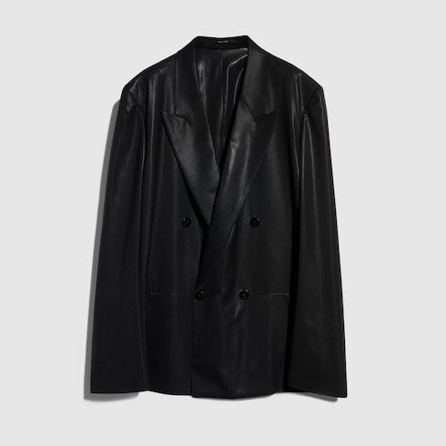 Wool jacket with chintzed finish
