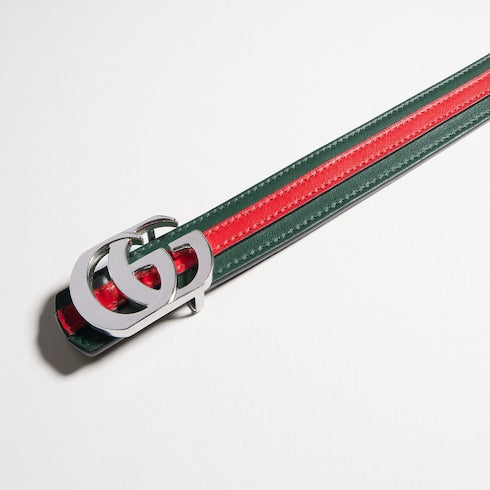 Reversible thin belt with Double G buckle