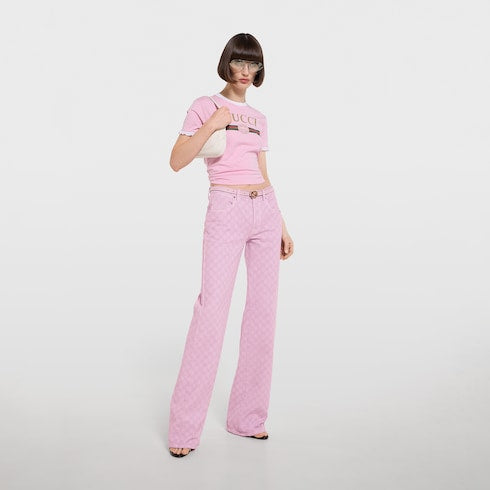 GG cotton denim jacquard pants