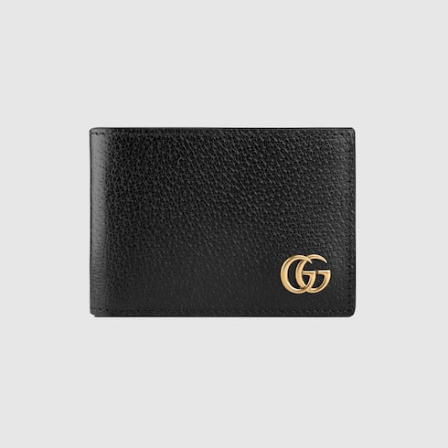 Black Leather GG Marmont Bi-Fold Wallet