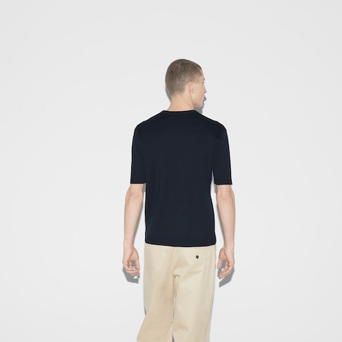 Silk cotton T-shirt with Gucci intarsia