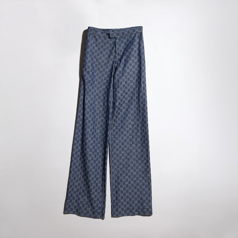 GG cotton denim jacquard pants