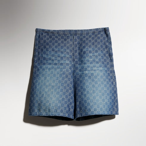 GG chambray cotton denim shorts