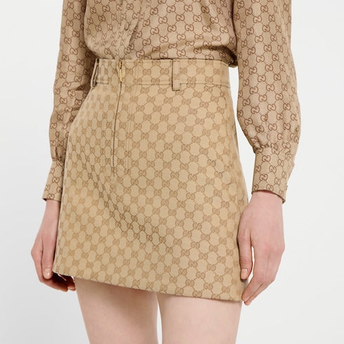 GG cotton canvas jacquard fabric skirt