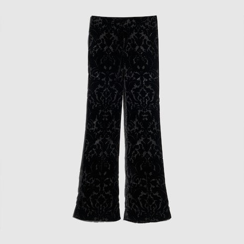 Floral devoré velour pants