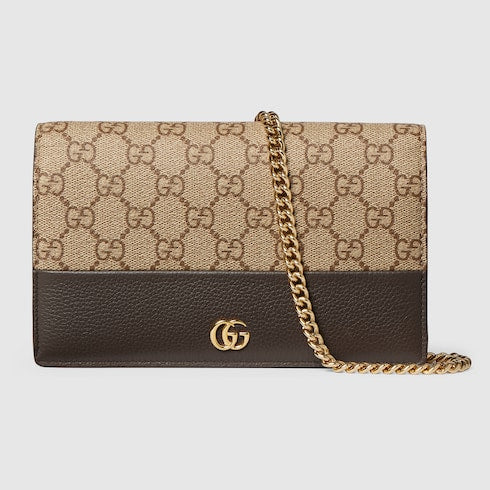 Bi-color GG Marmont wallet on chain