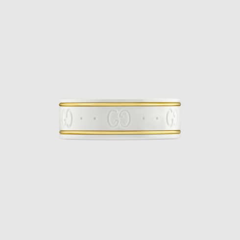 18k Yellow Gold And White Icon Ring