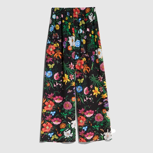 Printed silk leisure pants