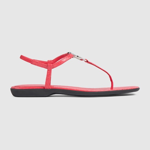 Women's python thong sandal with Interlocking G