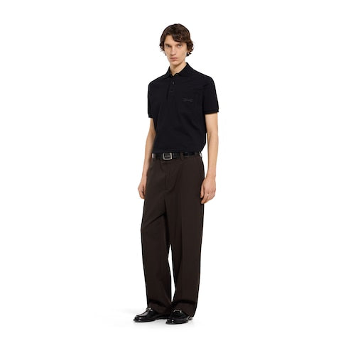 Cotton piquet polo shirt with embroidery