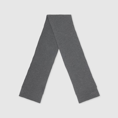 Knit wool scarf with logo