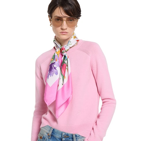 Printed Flora silk twill carré