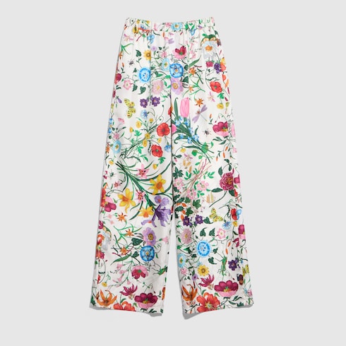 Printed silk twill pants