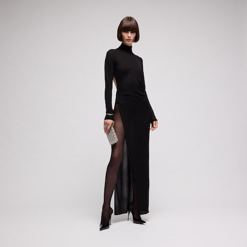 Viscose crêpe jersey dress with split